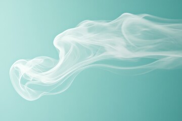Poster - Delicate and graceful wisps of white smoke gently swirl against a fresh green background. The abstract imagery conveys a sense of calmness and mystique.