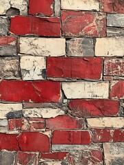 Fototapete - Vibrant Red and Grey Brick Wall Texture for Construction Projects : Generative AI