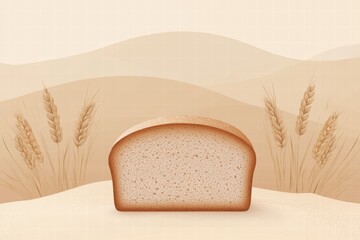 Fototapete - Minimalist bread loaf display with wheat grains and copy space for branding. Generative AI