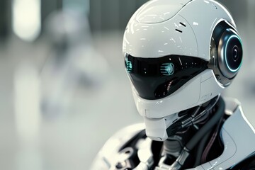 Leinwandbilder - Futuristic robot with sleek design showcases advanced technology at a technology expo in 2023