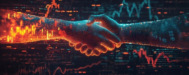Poster - Digital handshake symbolizing innovation and global connections