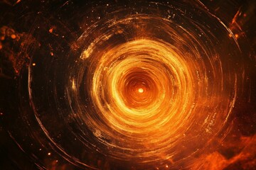 Poster - A mesmerizing golden tunnel of light spirals through vast space, creating a hypnotic visual narrative that blends art with the enormity and wonder of the universe.