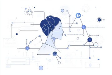 Fototapete - Futuristic artificial intelligence network concept with digital connections