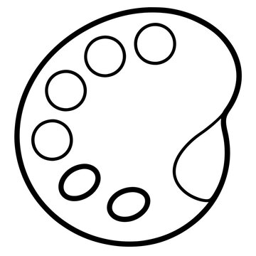 Art Palette Line Art Vector Illustration