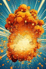 Wall Mural - Dynamic comic-style explosion in vibrant blue and orange hues