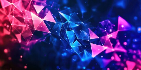 Poster - Blue and pink background with triangles
