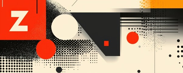 Poster - Abstract geometric design with bold colors and patterns