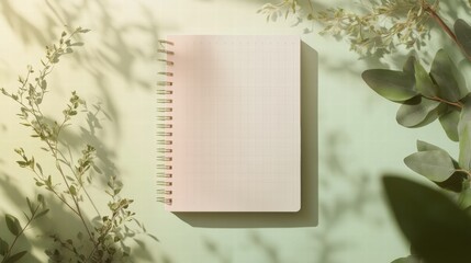 Fototapete - Minimalist planner layout with subtle grid lines and ample copy space on a soft green background. Generative AI