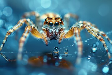 Aufkleber - Close-up view of a vividly colored spider showcasing intricate details of its body and vibrant markings in a natural setting during daylight