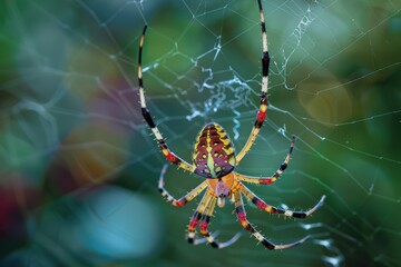 Aufkleber - Close-up view of a vividly colored spider showcasing intricate details of its body and vibrant markings in a natural setting during daylight
