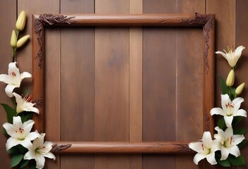 Poster - Captivating Wildflower Frame on Dark Wood