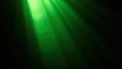 Poster - green spotlight illuminating from the top on dark background, with light rays 