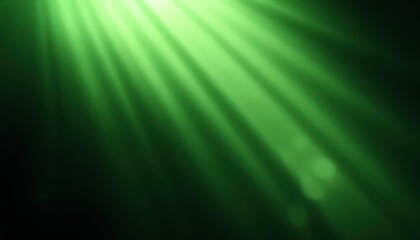 Poster - a vibrant green light beam radiating downwards in a dark space. The light shines with radiant energy, creating a sense of mystery