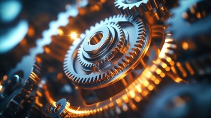 Poster - Advanced Gears with Bright Lighting and Clean Background