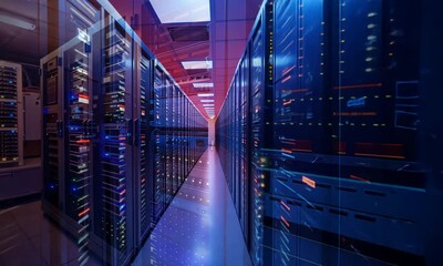 Poster - Illuminated Server Room: A Glimpse into the Digital Core