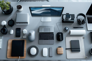 Poster - Sleek modern workspace with technology essentials for productivity and creativity