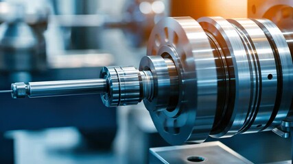 Poster - High-Tech Mechanical Gear Close-Up in Blue Toned Industrial Environment