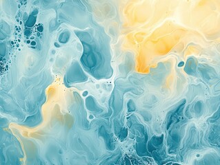 Poster - A dreamy blurred splash effect adds an abstract organic theme to the pastel blue and soft yellow watercolor texture, perfect for creative use.