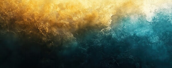 Poster - Gold and teal gradient background, elegant interplay of warm and cool tones, textured shimmer, perfect for premium designs.