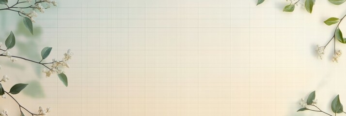 Fototapete - Planner layout with subtle grid lines featuring greenery for a minimalist design approach and ample copy space. Generative AI