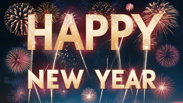 Happy New Year illustration on a transparent background