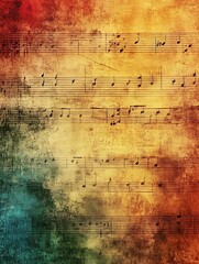 Poster - Colorful Grunge Musical Notes Background for Creative Design : Generative AI