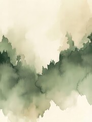 Poster - Abstract watercolor background featuring sage green and pale beige hues, delicate textures with authentic flaws, soothing and natural.