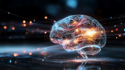 Poster - Innovative brain technology digital space concept art futuristic environment abstract viewpoint neural connections visualized