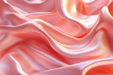 Poster - Abstract gradient background, soft coral peach pink tones, smooth wave texture, glowing metallic shimmer, elegant design, luxury aesthetic, captivating allure.