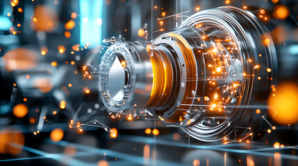 Poster - Dynamic industrial technology showcase futuristic environment 3d visualization high-tech design conceptual innovation