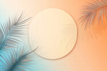 Poster - Serene palm trees setting against a pastel orange and blue gradient background with minimalist design elements. Generative AI
