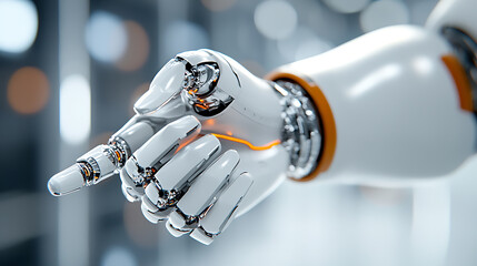 Poster - Robotic hand gesture futuristic lab digital art sleek environment close-up innovation in technology