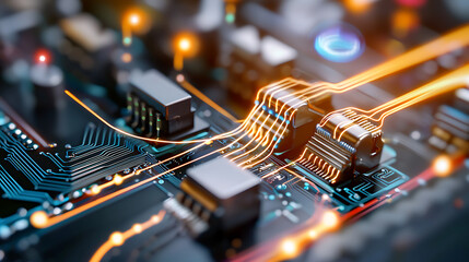 Poster - Innovative circuit design technology lab digital art high-tech environment close-up view modern engineering concepts