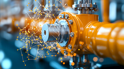 Poster - Industrial pipeline innovation manufacturing plant digital technology urban environment close-up view smart connectivity