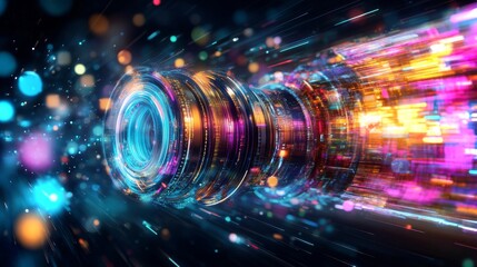 Poster - Exploring the vibrant energy of abstract technology in high-resolution visuals