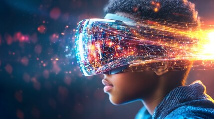 Poster - Experience of a preteen with VR glasses in a cosmic environment during a digital adventure