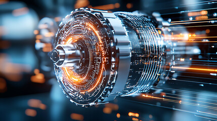 Poster - Engine revolution high-tech motor design industrial setting 3d visualization futuristic close-up innovation concept