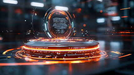 Poster - Futuristic data visualization digital workspace graphic design high-tech environment close-up view innovation concept