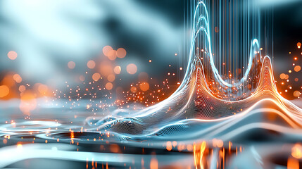 Poster - Dynamic energy waves abstract visualization digital art vibrant colors close-up view technology concept