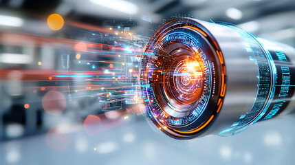 Poster - Dynamic lens technology revolutionizing visual capture high-tech laboratory digital art futuristic environment close-up viewpoint
