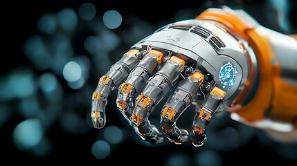 Poster - Innovative robotic hand demonstrating advanced technology futuristic laboratory digital artwork high-tech environment close-up view