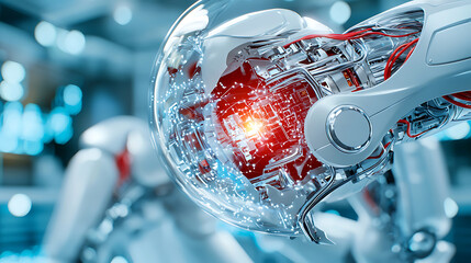 Poster - Robotic arm engaging in precision task futuristic lab technology showcase high-tech environment close-up view innovation concept