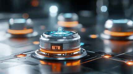 Poster - Futuristic control panel interface digital realm graphic design high-tech environment close-up view innovation concept