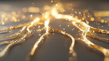 Poster - Intertwined Roots Illuminated by Soft Glowing Light in Abstract Artistic Style