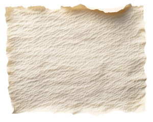 Poster - Textured cream handmade paper with a soft fiber finish and natural edges, ideal for artistic or craft projects with a vintage feel. Isolated on transparent background, png.