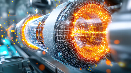 Poster - Innovative energy generation process industrial facility 3d visuals high-tech environment futuristic viewpoint engineering concept