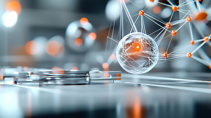 Poster - Innovative technology interaction digital workspace 3d visualization virtual environment futuristic concept
