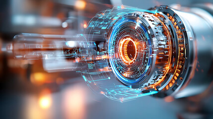 Poster - Advanced robotics mechanism high-tech lab digital art futuristic environment close-up view innovation concept