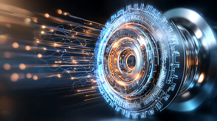 Poster - Dynamic digital interface transformation virtual space 3d animation tech environment close-up view futuristic concept