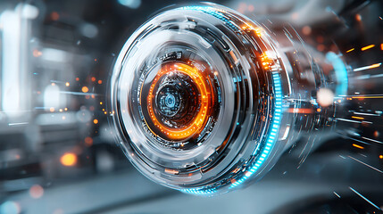Poster - Dynamic futuristic orb technology sci-fi environment 3d animation high-tech concept futuristic view
